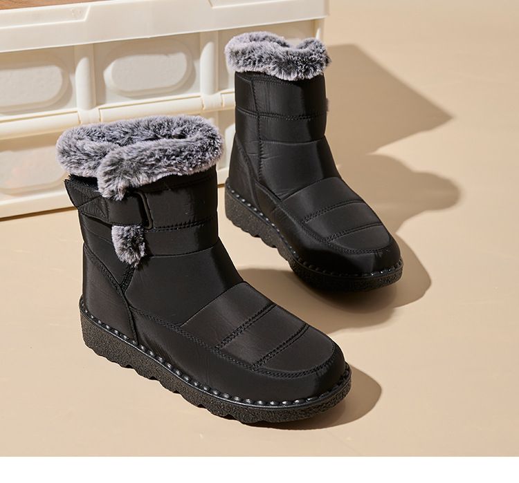 Women's Winter Snow Boots With Fleece Lining, Thick High-Top Warm Shoes, Slip-Resistant Sole, Casual Zip-Up Ankle Boots For Women_voghion.com