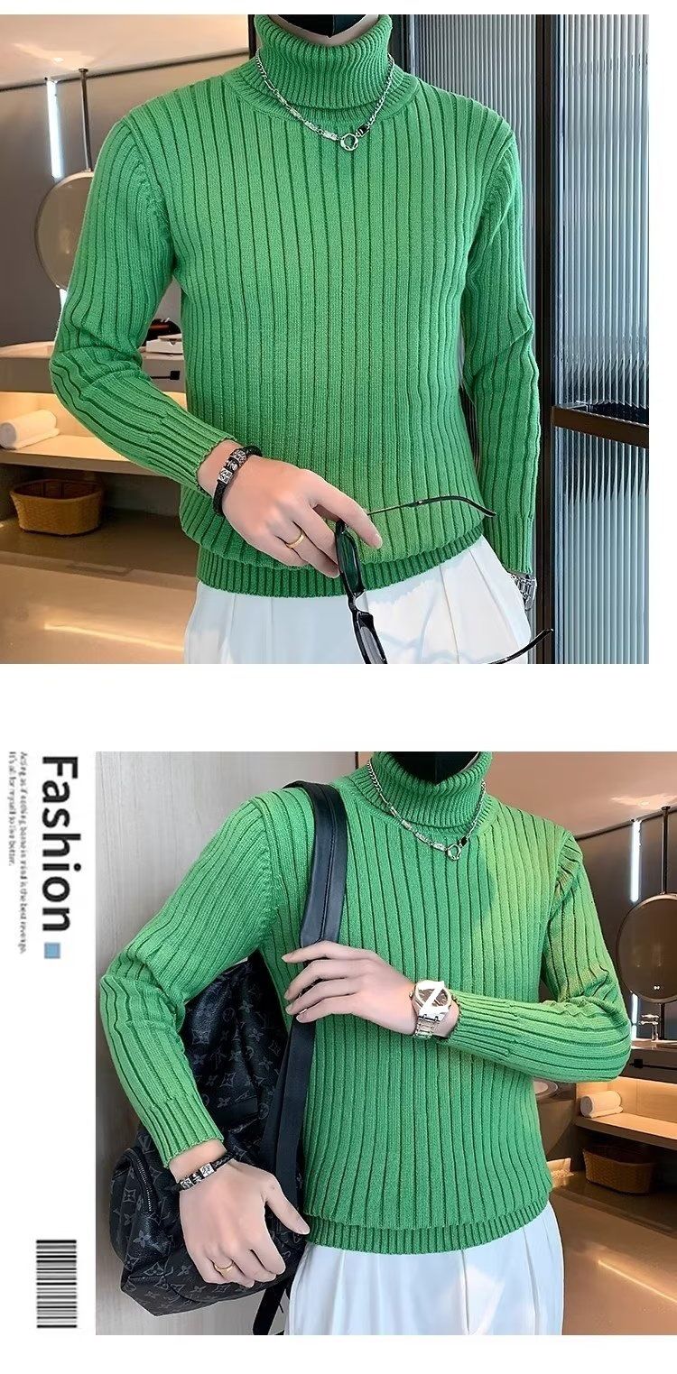 Maglione dolcevita da uomo 2025, autunno inverno, vestibilità slim, caldo, a collo lungo, tinta unita, maglia di base_voghion.com