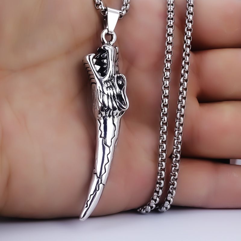 New Hip-hop Chain Dragon Snake Stainless Steel Necklace European And American Men's Pendant Personalized Titanium Steel Accessories_voghion.com