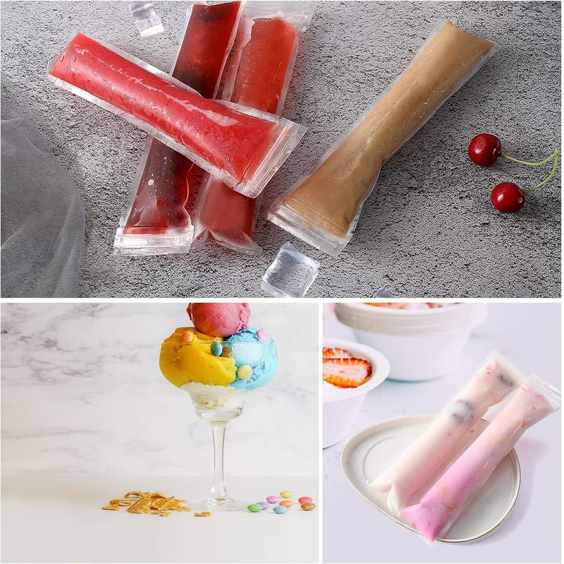 Popsicle Bags Disposable Ice Pop Bags DIY Popsicle Freezer Bags For Yogurt Sticks, Juice, Ice Candy Pops Comes With Silicone Funnel 8"x2" (300)_voghion.com