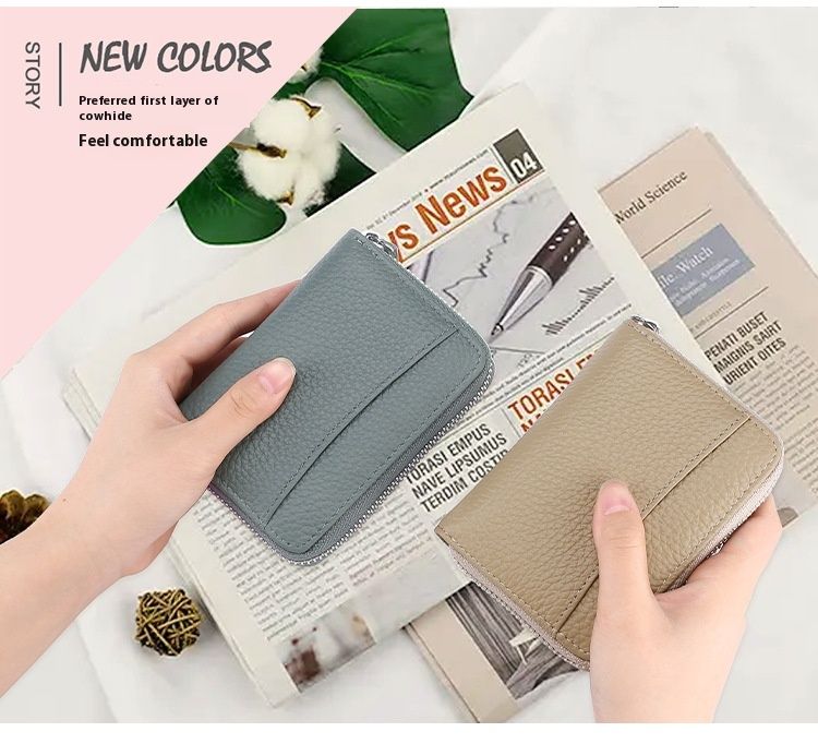 RFID-Diebstahlschutzbürste Orgelkartentasche Kartensteckplatz mit großer Kapazität Echtes Pickup-Set Münz- und Münzfachtasche_voghion.com