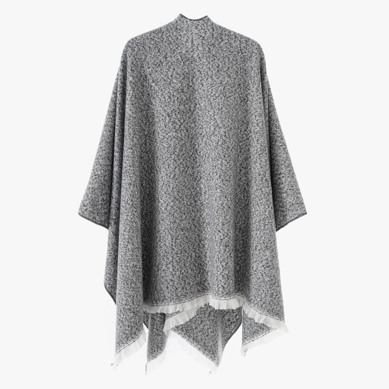 2024 new floral solid color autumn/winter split shawl monochrome plain warm cloak_voghion.com