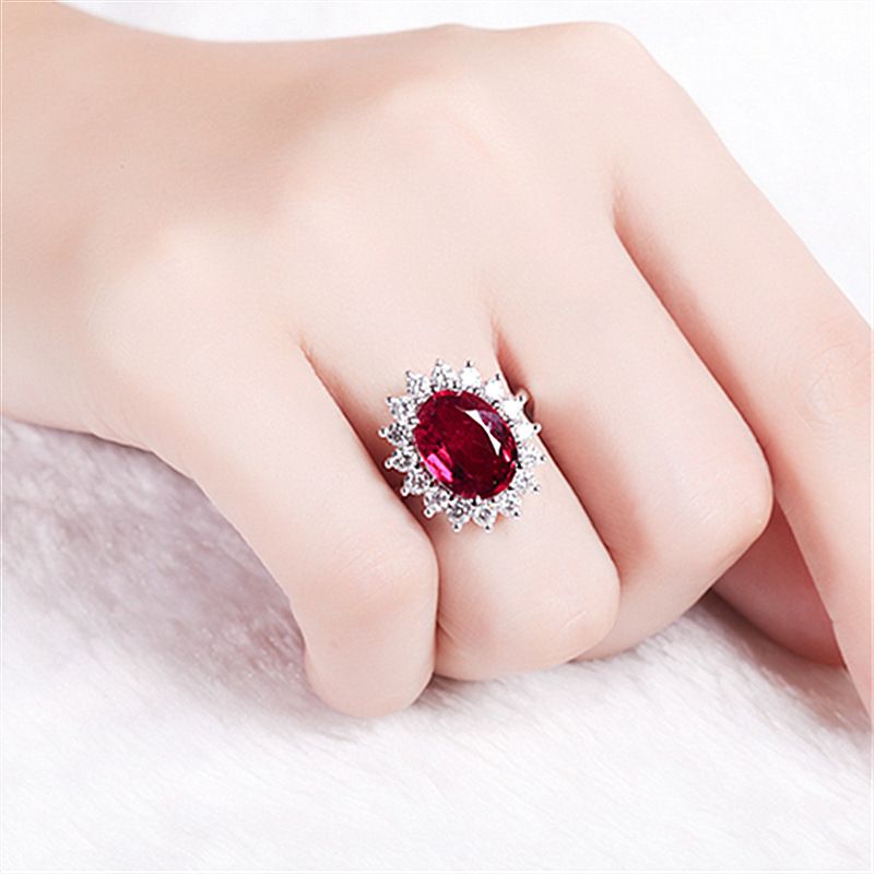 Daifei Style Blue Oversized Pigeon Egg Red Crystal Inlaid Index Finger Ring, Tanzanite Colored Women's Ring_voghion.com