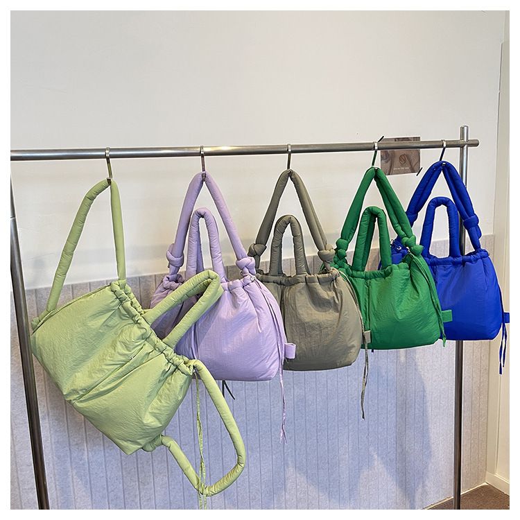 New style portable down cotton bag winter versatile fashion shoulder messenger bag multifunctional pleated casual backpack_voghion.com