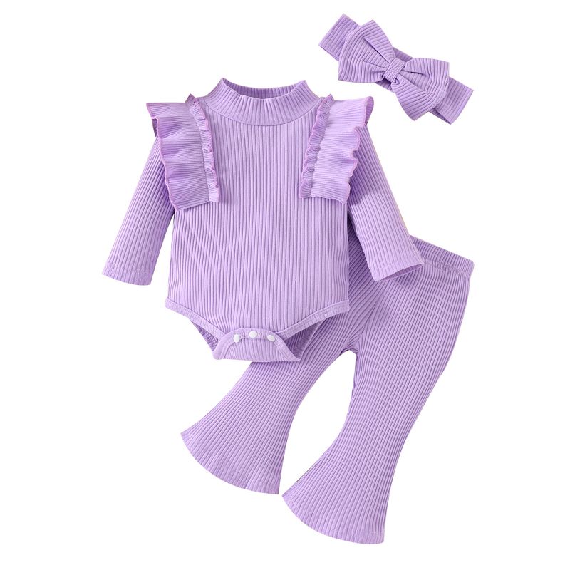 Pantaloni a zampa d'elefante multicolori a maniche lunghe a coste per mamma e bambini_voghion.com