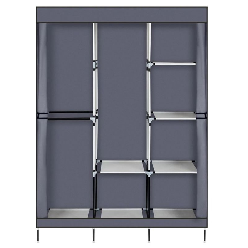 Armadio portatile con appendiabiti grigio 71, scaffale organizer per riporre gli abiti_voghion.com