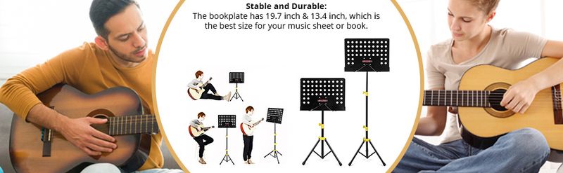 5 Core Sheet Music Stand Dual Use Professional Portable Music Stand, Metal Desktop Tripod Music Book Stand & Orchestral Sheet Stand Folding Adjustable_voghion.com