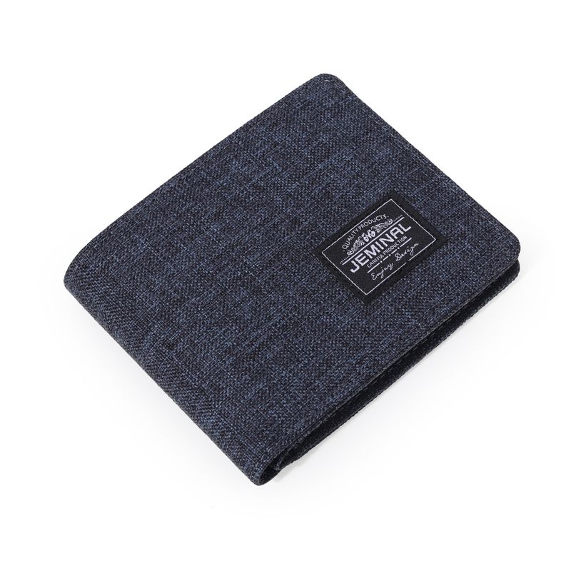 Portafoglio in tela da uomo corto, per giovani, con più slot per carte, orizzontale, alla moda, unisex, per studenti, in tinta unita, con fermasoldi_voghion.com