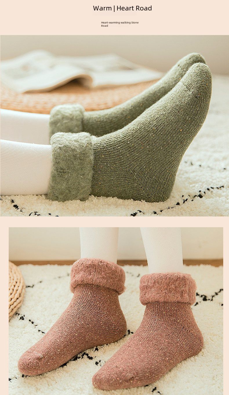 Vlněné ponožky, zimní dámské punčochy zahuštěné kašmírem, sněhové ponožky, teplé lyžařské spot příze, sněhové ponožky_voghion.com