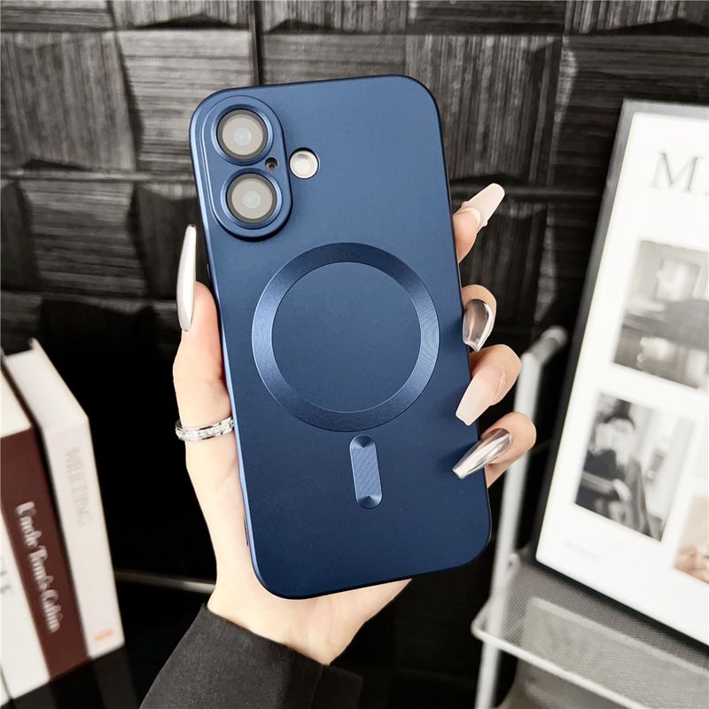 Luksusowe bezprzewodowe ładowanie matowe etui magnetyczne do iPhone'a 16 Pro Max 15 Plus 14 13 12 11 Ochrona szkła Soczewka odporna na wstrząsy Miękka obudowa_voghion.com