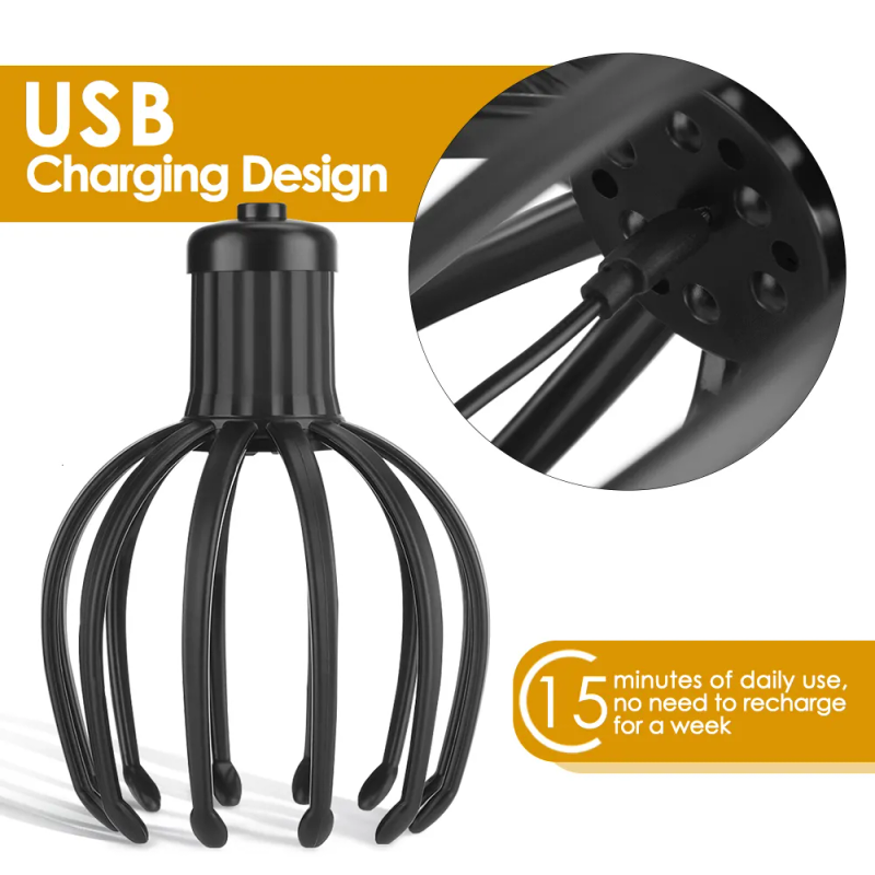 Massaggiatore per la testa Polpo Massaggiatore per la testa elettrico 3 modalità Massaggio a vibrazione Cuoio capelluto Allevia l'affaticamento della testa Crescita dei capelli antistress_voghion.com