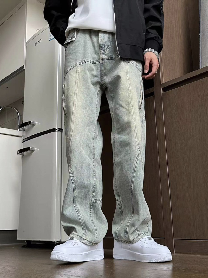 men's high waist street hiphop high street straight loose trousers_voghion.com