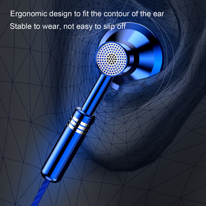 Wired Earbuds Ergonomic Heavy Bass In-ear 1.2m Metal 3.5mm Wire Control Earphones for Music_voghion.com