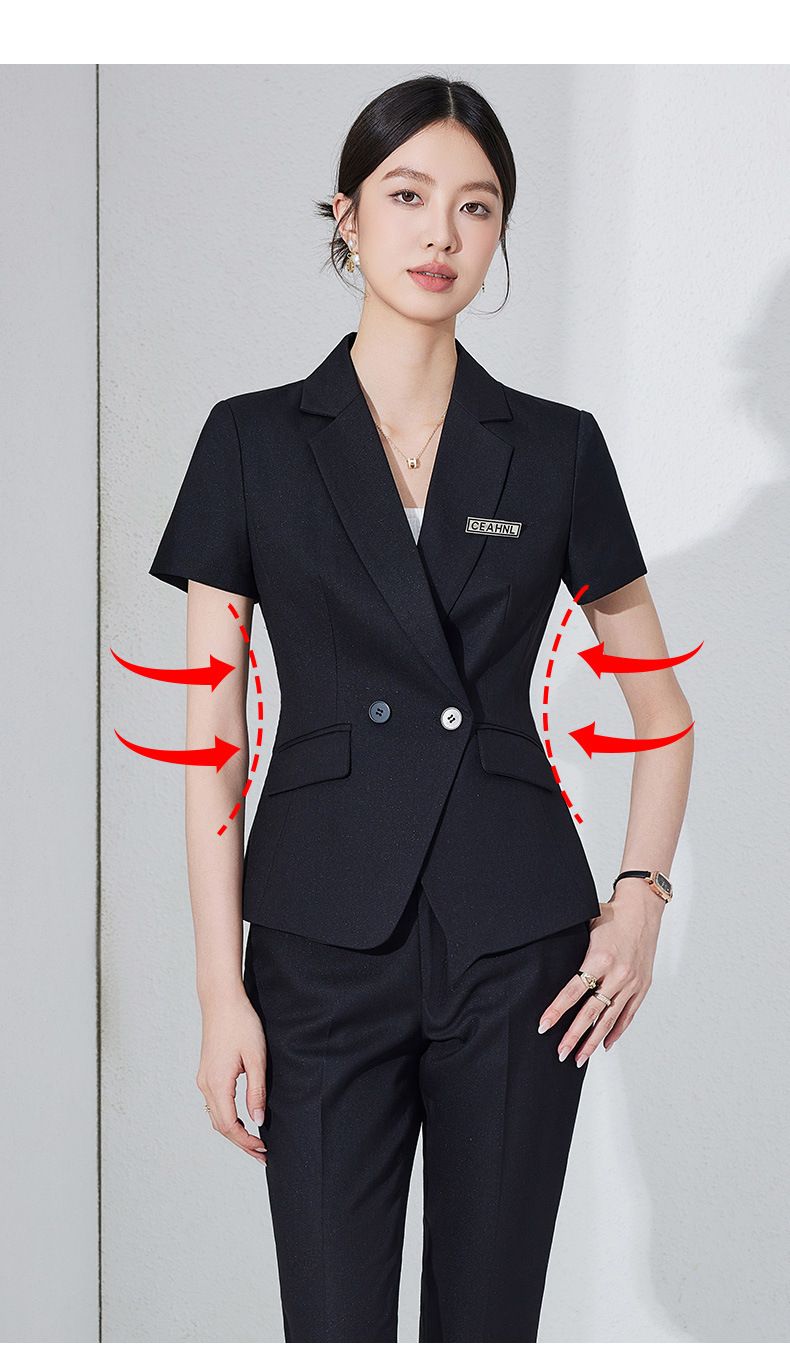 High End Professional Attire, Summer Short Sleeved Suit, Women's Slimming Temperament, Workwear, Hotel Manager, Jewelry_voghion.com