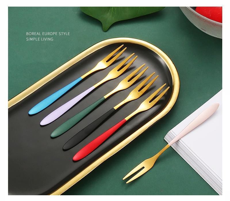 304 Stainless Steel Fruit Forks - Heavy Duty Dessert & Cake Forks Set For Home & Restaurant Use (2-Prong Design Dishwasher Safe Elegant Tableware)_voghion.com