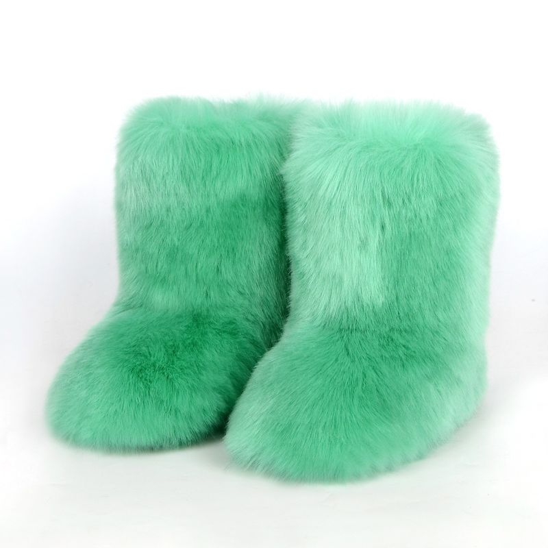Winter snow boots Women's outer wear warm non-slip cross-border long fur mid-calf raccoon fur y2g fur boots_voghion.com