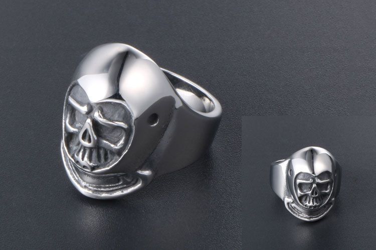 Anello in acciaio al titanio con teschio autoritario, anello largo da uomo con indice a forma di singola personalità, gioielli da uomo esagerati_voghion.com