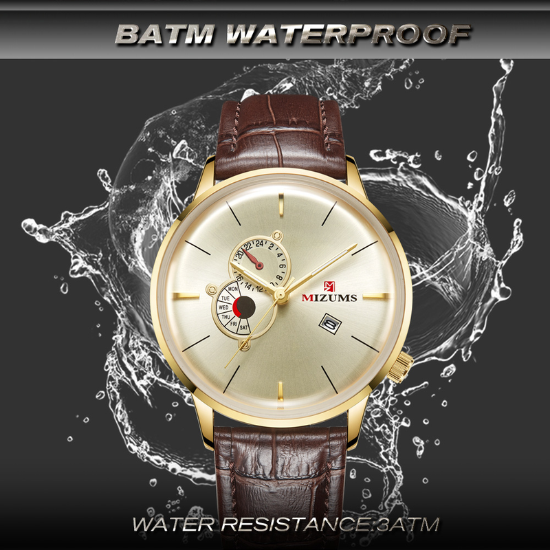 MIZUMS Nuovo 8032 Orologio da uomo con calendario falso con cinturino al quarzo a tre occhi_voghion.com