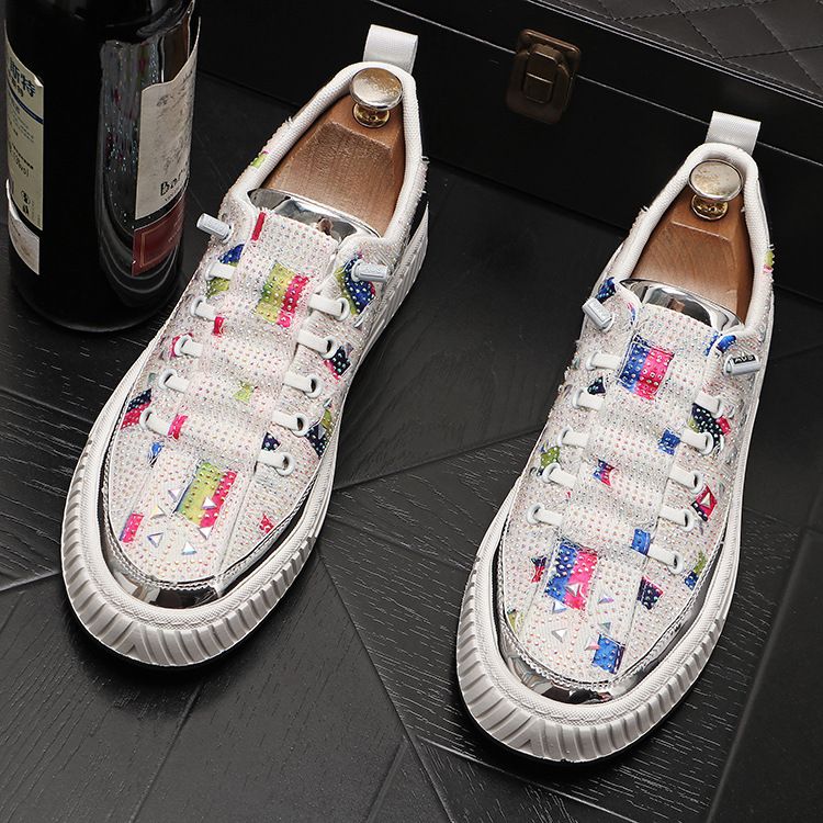 Mocassini bassi con strass per persone pigre, scarpe casual con diamanti pieni, scarpe da uomo basse alla moda con un piede_voghion.com
