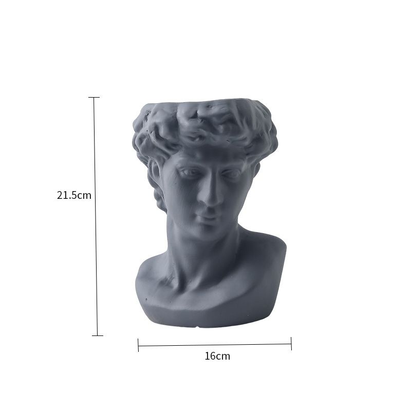 Artistic Portrait David Ceramic Succule Green Radish Head Decoration Arrangeme Home Vase Sculpture Flower Pot_voghion.com
