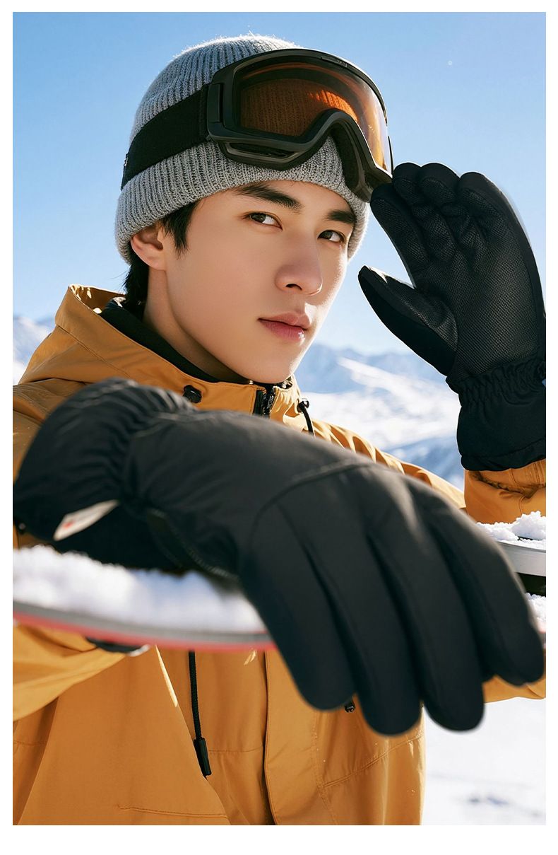 Ski Winter Warm Windproof Cold-proof Outdoor Cycling Touchscreen Fleece Lined Thickened Waterproof Fingerless Gloves_voghion.com