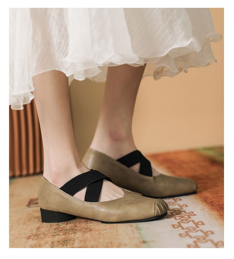 Mary Jane Wear Retro Strap Pig Nose Ballet Shoes_voghion.com