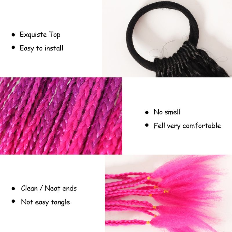 Lot de 5 extensions de cheveux en queue de cheval tressée arc-en-ciel de 30,5 cm avec bande élastique en caoutchouc, coiffure colorée pour enfants_voghion.com