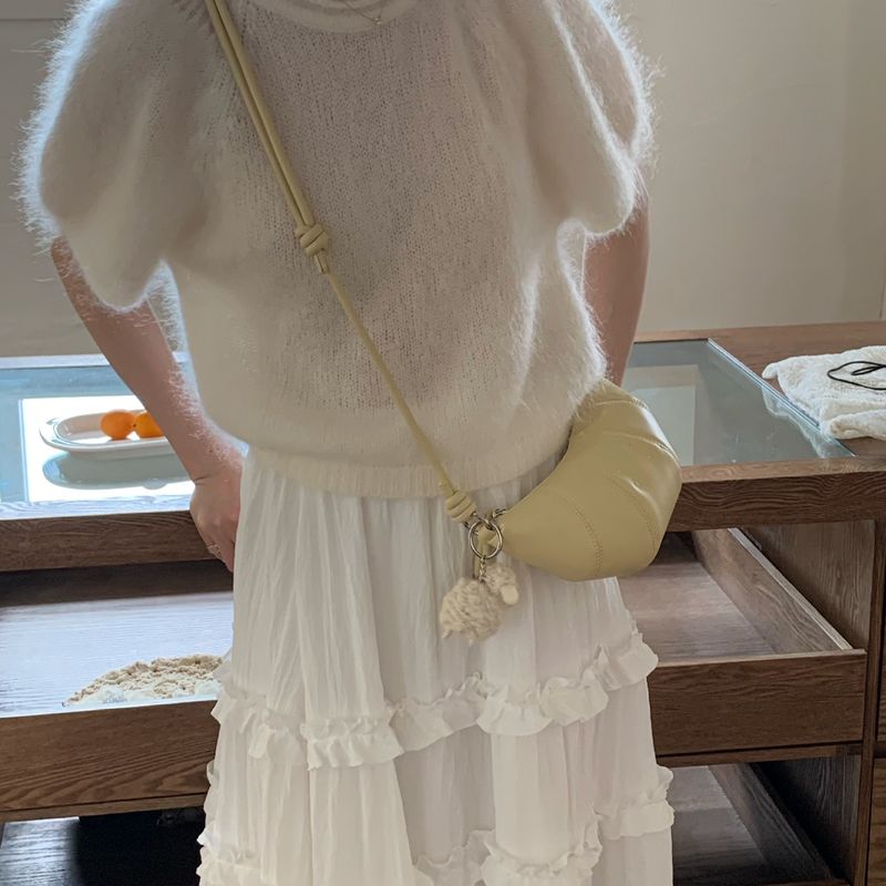 Borsa a tracolla piccola da donna, stile coreano, semplice, versatile, leggera e casual, stile mini corno, 2025_voghion.com
