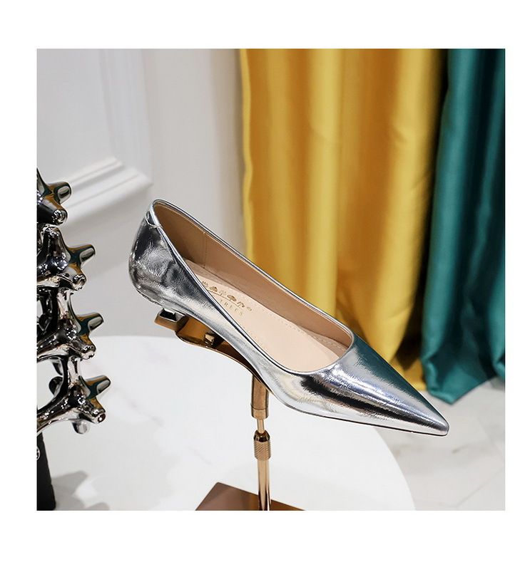 Comfortable Low-heeled Cat Heel Light-mouth Pointed Women's Shoes Spring And Autumn Single Shoes_voghion.com