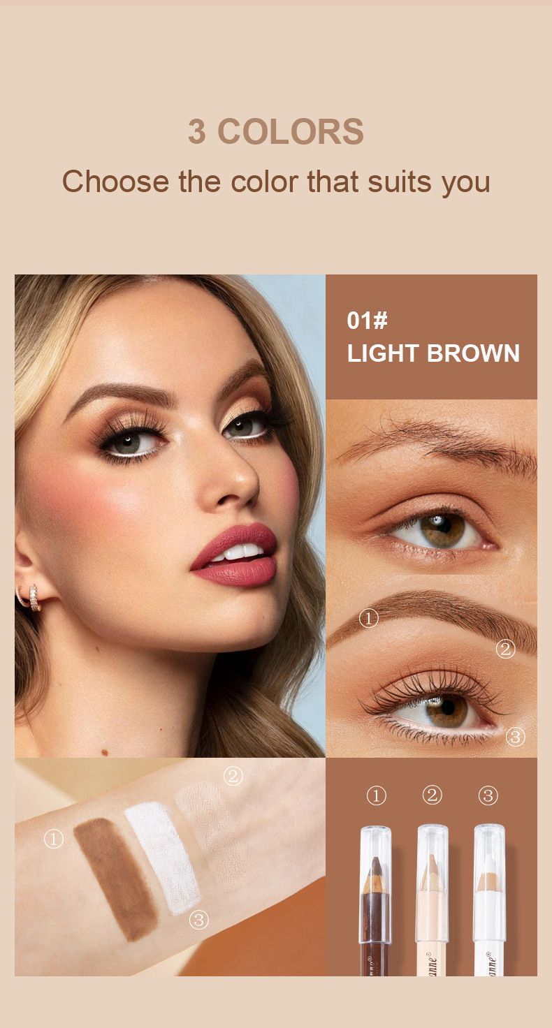 KAŞ Yüksek Maliyet Performans Pratik Kapatıcı Eyeliner Dayanıklı Su Geçirmez Kaş Kalemi 3 Set_voghion.com