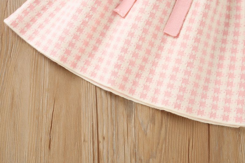 Mädchenkleid, ausgefallenes kleines Mädchen, süßer Strickpullover mit Schleife, Kinderkleid_voghion.com