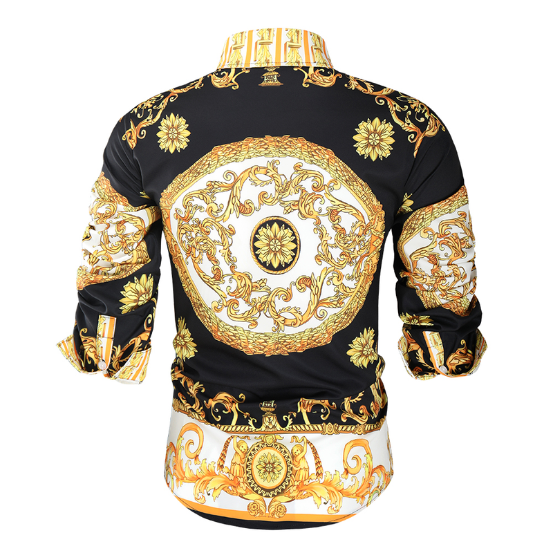 Men's clothing 3D digital print fashion shirt slim long sleeve shirt_voghion.com