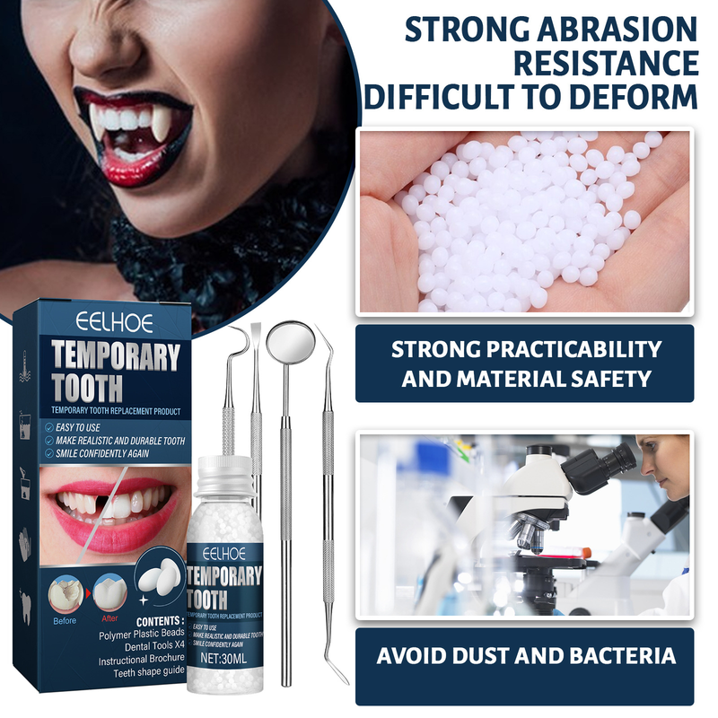 EELHOE Dekorationsset, Halloween-Vampir-Make-up, künstliche Zähne, Zahngel-Requisiten_voghion.com