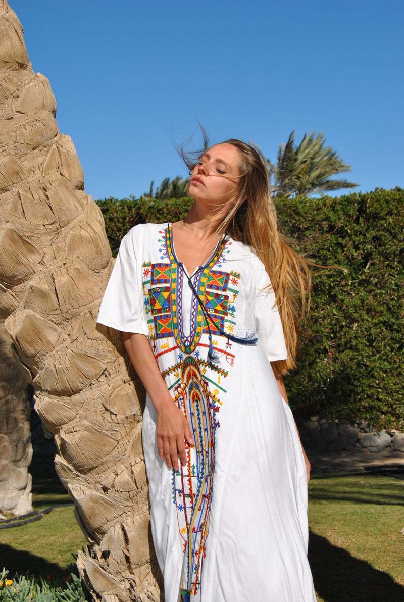 Damenbekleidung, Rayon, besticktes Strandkleid, langes Kleid, Boho-Chic, Sonnenschutz, Bademode, Überzug für Pool, Urlaub, Bikini (Marineblau)_voghion.com