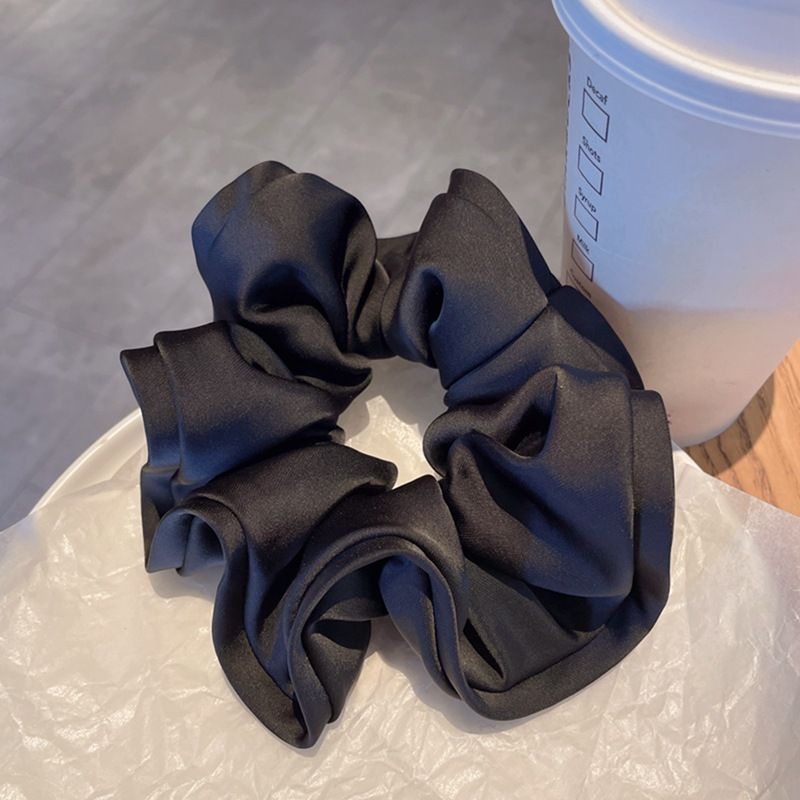 Elastico per capelli in raso nero per intestino crasso, fascia per capelli famosa su Internet nel 2025, fascia per capelli con elastico per coda di cavallo da donna, accessorio per capelli con fascia a forma di fiore_voghion.com