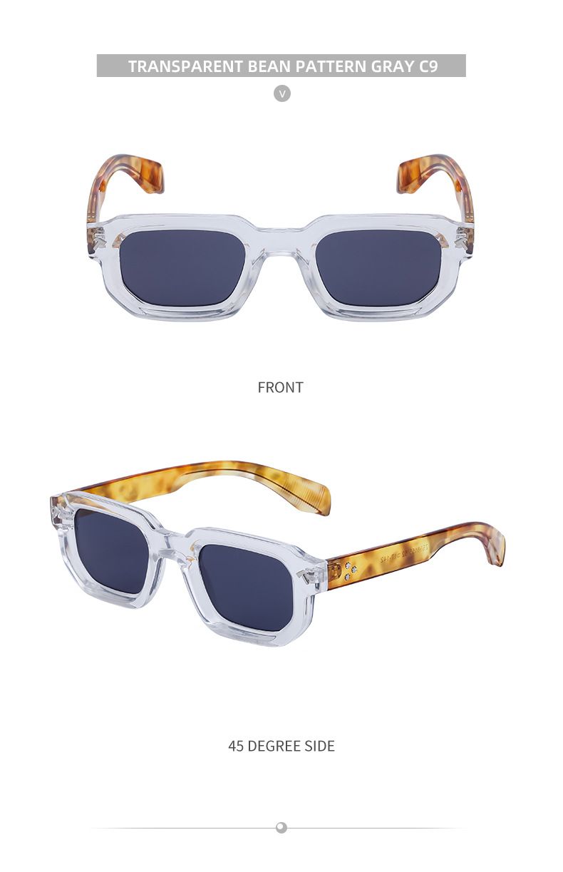 Neue modische Sonnenbrille mit quadratischem Rahmen für Herren, Persönlichkeit, einfache Sonnenbrille, schwarze Sonnenbrille für Herren_voghion.com