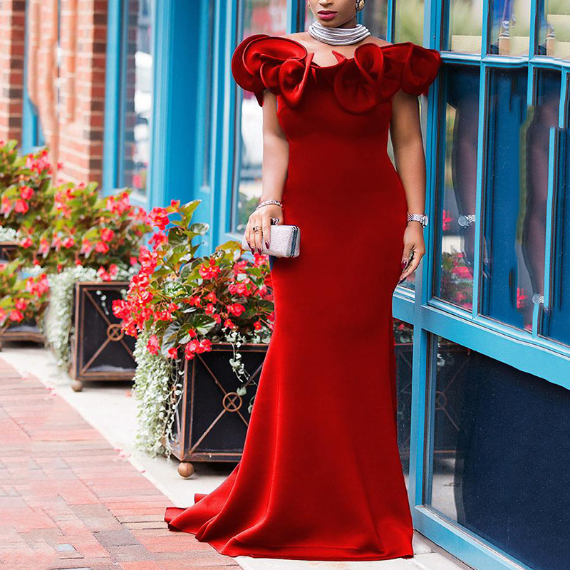 Damenbekleidung Große Größe Schlankes One-Shoulder-Kleid Brautjungfern Bankett Kleines Kleid_voghion.com