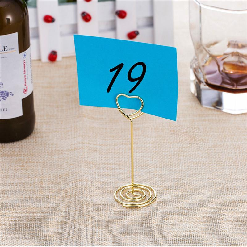 12 gold heart-shaped photo holders Table number holder Position card paper menu holder for wedding party decoration or office_voghion.com