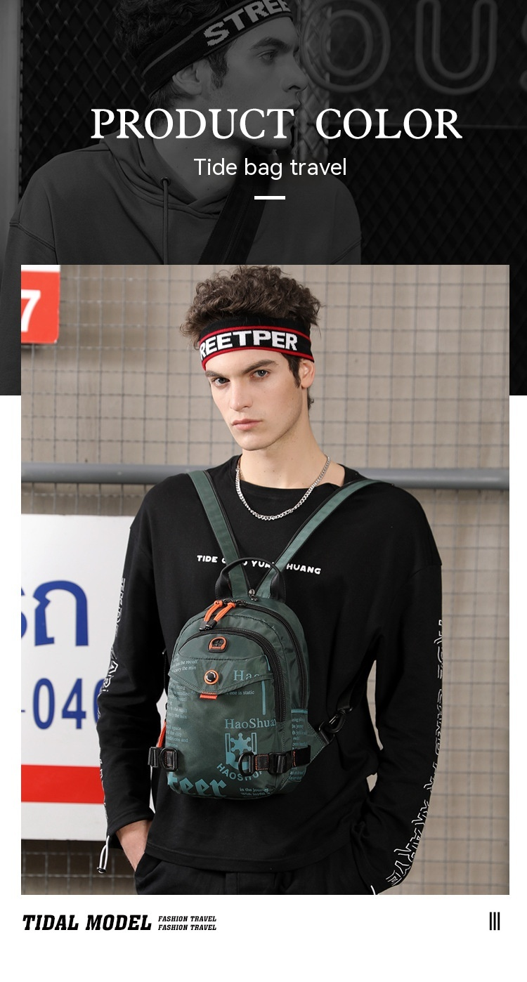 Nueva mochila informal versátil para exteriores para hombre, multifuncional, de moda, de nailon impermeable, bandolera de un solo hombro._voghion.com