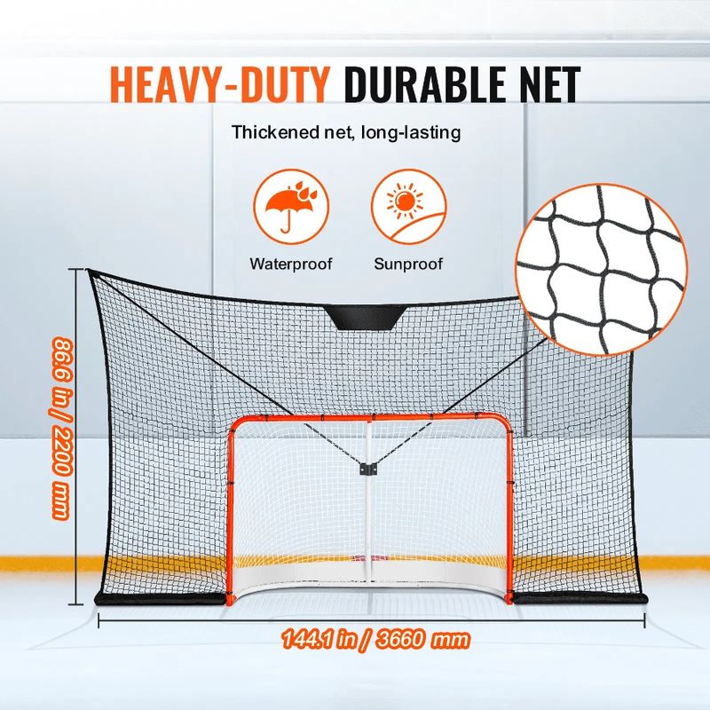 Hockey Net Street Hockey Sport Target 12x7FT Netting Outdoor Goal Backstop_voghion.com