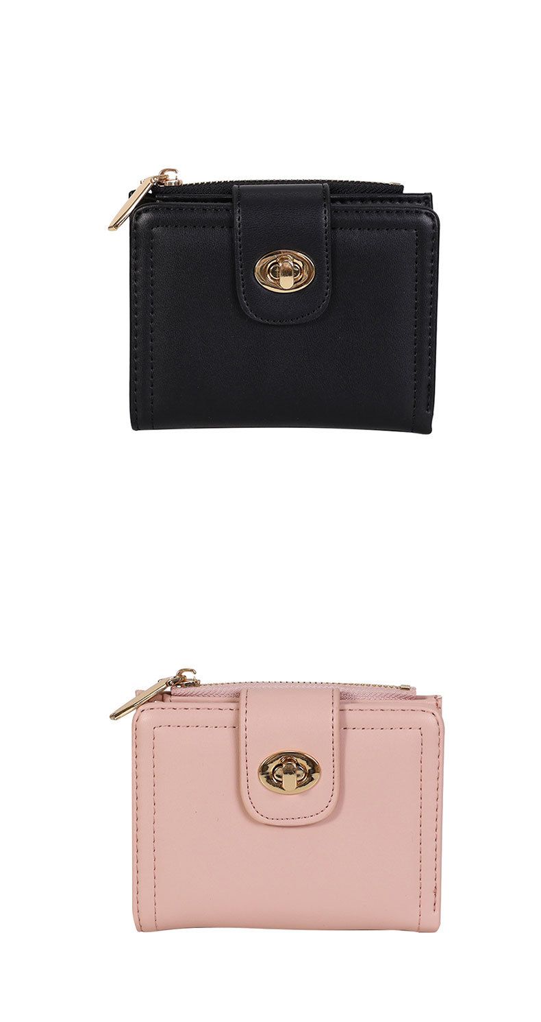 Japanese student simple short two fold PU ladies wallet zipper multi function ID fashion coin purse_voghion.com