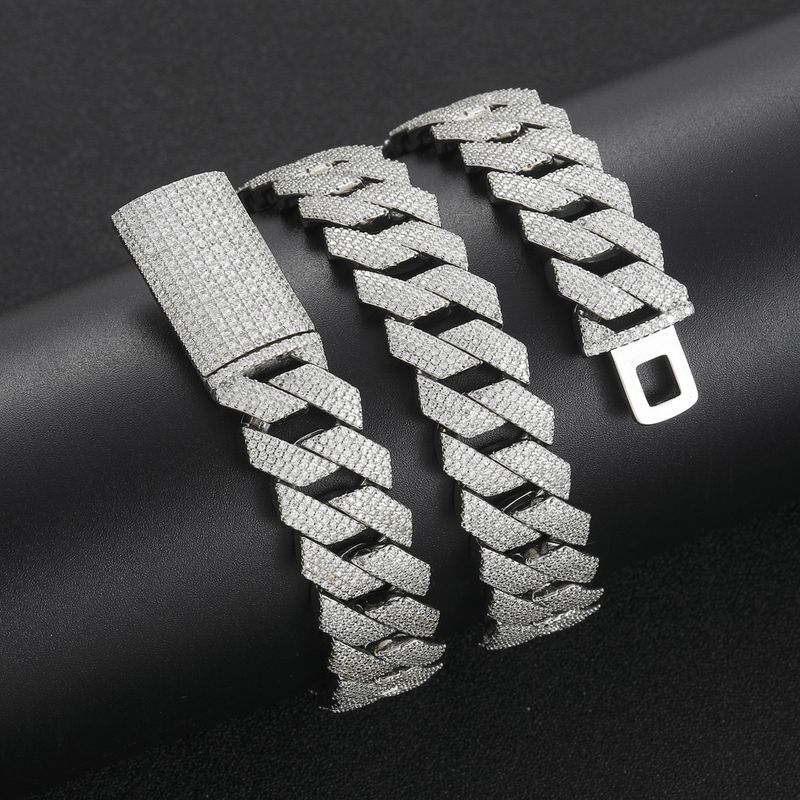 Meisa New Hip Hop 18MM Four Row Zircon Diamond Cuban Chain Personality Trend Necklace Men's Micro Inlaid Hip Hop Chain_voghion.com