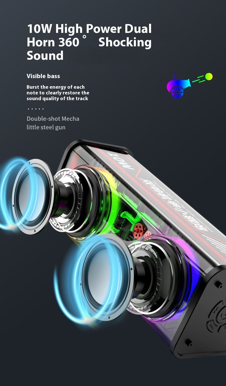 Advanced V88 Internet Celebrity Transparent Mech Cyberpunk Dual Speaker Large Desktop Audio Bluetooth_voghion.com
