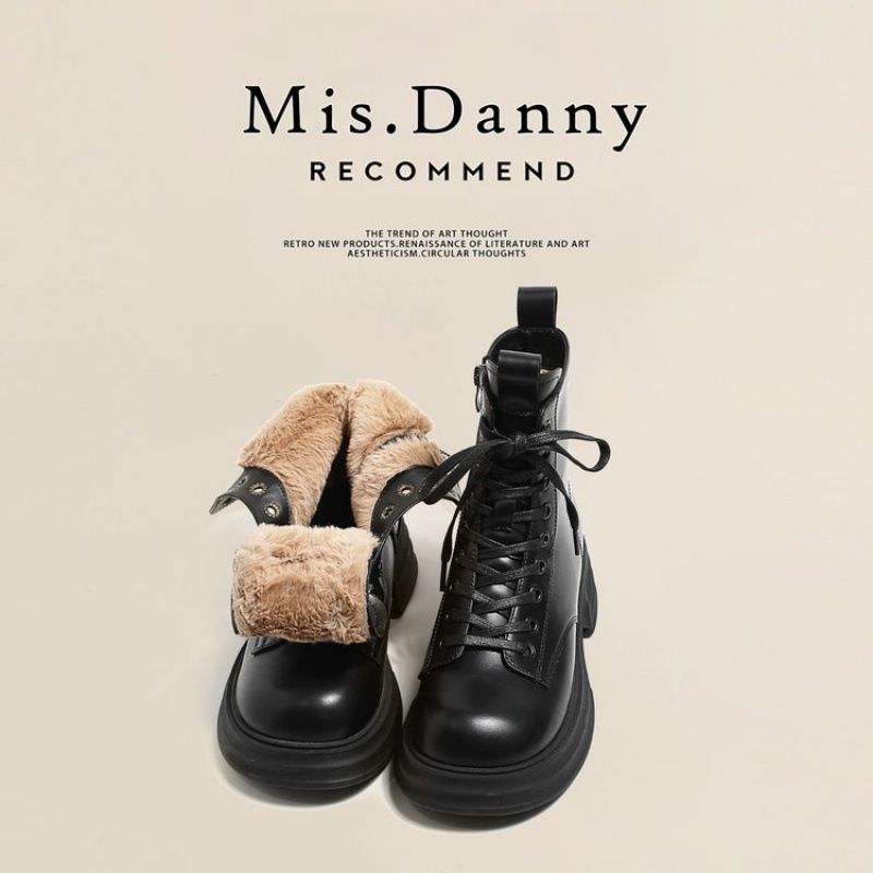 Bottes de neige courtes polyvalentes Martin 2023, style britannique moderne pour femmes, printemps-automne, semelle épaisse simple, lacets._voghion.com