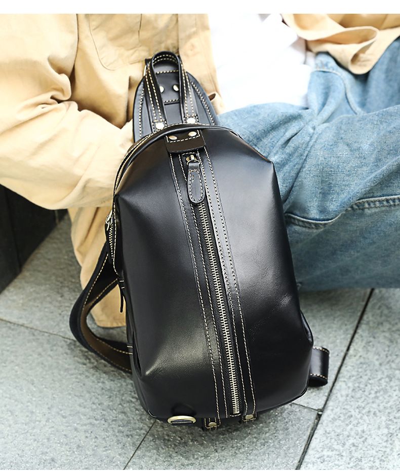 Herren Retro Echtleder Brusttasche High-End Große Kapazität Sporttasche Erste Schicht Rindsleder Herren Brusttasche Trendy_voghion.com