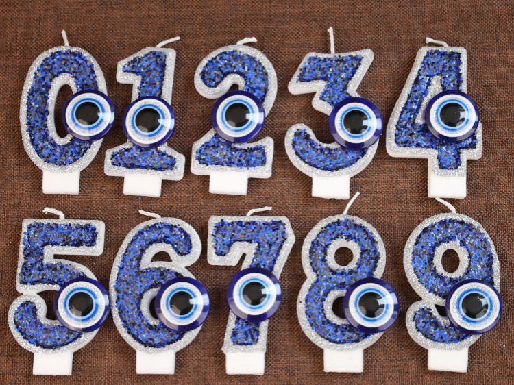 Vela digital hecha a mano con forma de ojo de diablo para decoración de tartas de cumpleaños_voghion.com