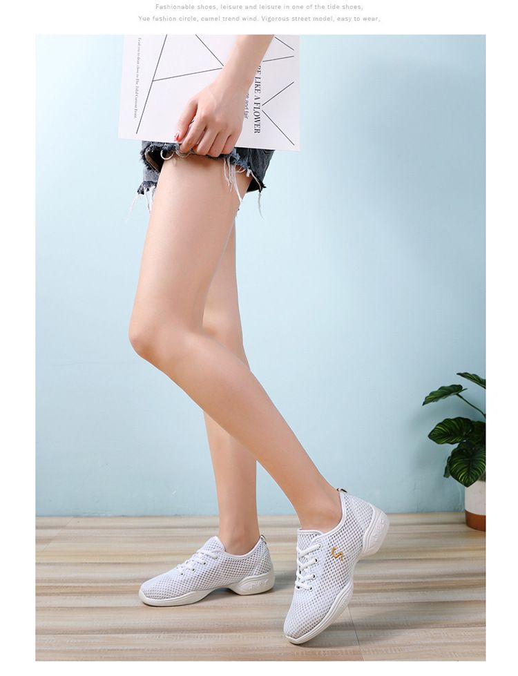 Damenschuhe Mesh-Oberteil atmungsaktive Tanzschuhe Tanzschuhe mit weicher Sohle für Erwachsene Sportliche Matrosen-Jazzschuhe_voghion.com