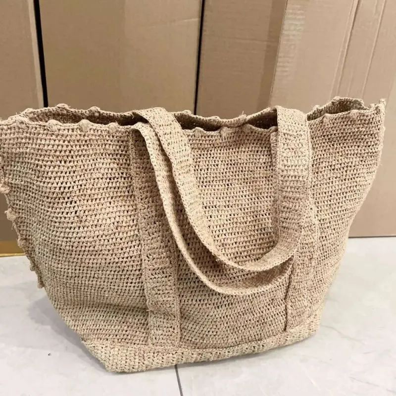 Designer 2025 Bohemian Raffia Straw Large Capacity Travel Beach Bags For Women Shoulder Handmade Summer Rattan Purses_voghion.com