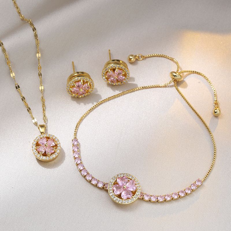 Same Super Shiny Micro Set Zircon Luck Spin Pendant Titanium Steel Necklace Women's Three Piece Suit_voghion.com