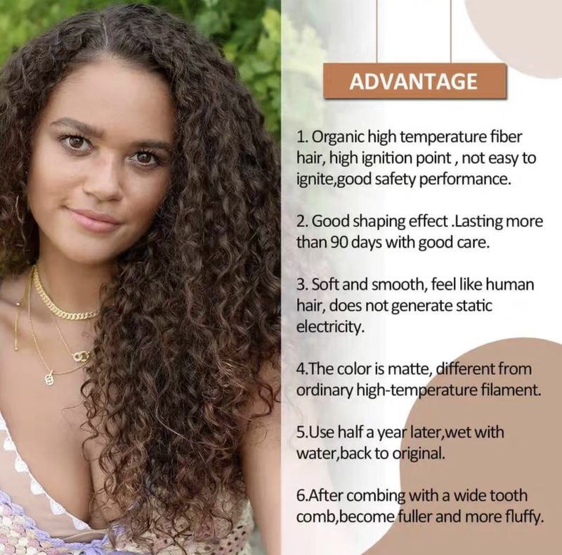 Hair Extensions Wigs Long Curly Hair 6 Piece Set Clip Hair Extensions Kinky Curl Fluffy Afro_voghion.com